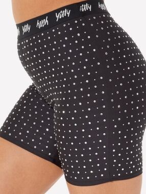 YITTY Black Rhinestone-Stretch Shorts Anniversary Xl